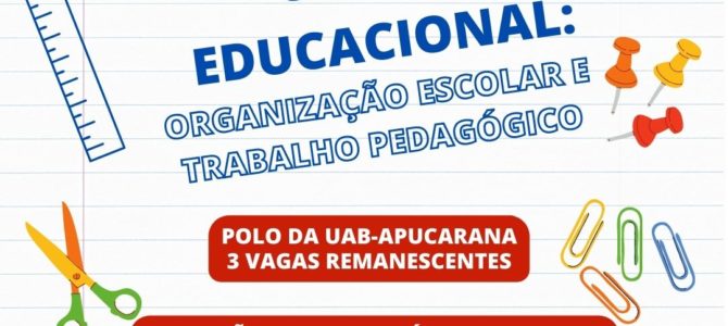 Polo da UAB divulga vagas remanescentes para especialização em Gestão Educacional