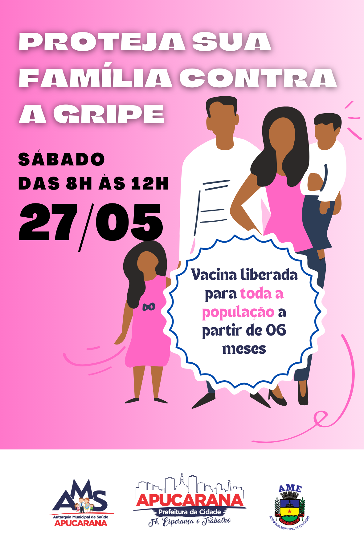 Apucarana vacina contra a gripe neste sábado, entre 8 e 12 horas –  Prefeitura Municipal de Apucarana