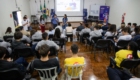 Apucarana, Paraná, Brasil - Maio 10, 2023 - Apresentação dos trabalhos dos alunos do sesi durante o hackateen com a presença do prefeito Junior da Femac