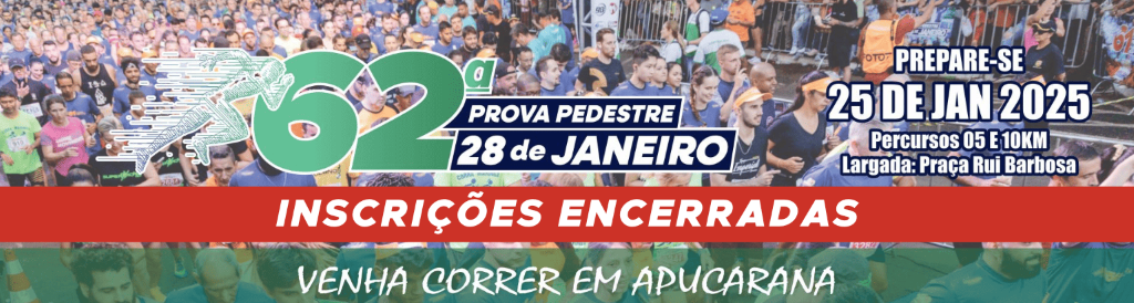 BANNER - 62ª PROVA 28 ENCERRADAS INSCRIÇÕES